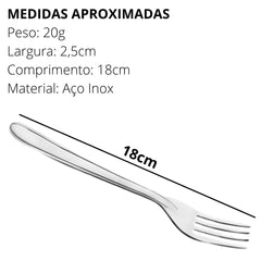 Garfo de mesa Oriente em Aço Inox com 18 cm. Oriente