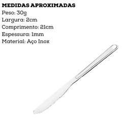 Faca de mesa Oriente em Aço Inox com 17 cm. Oriente