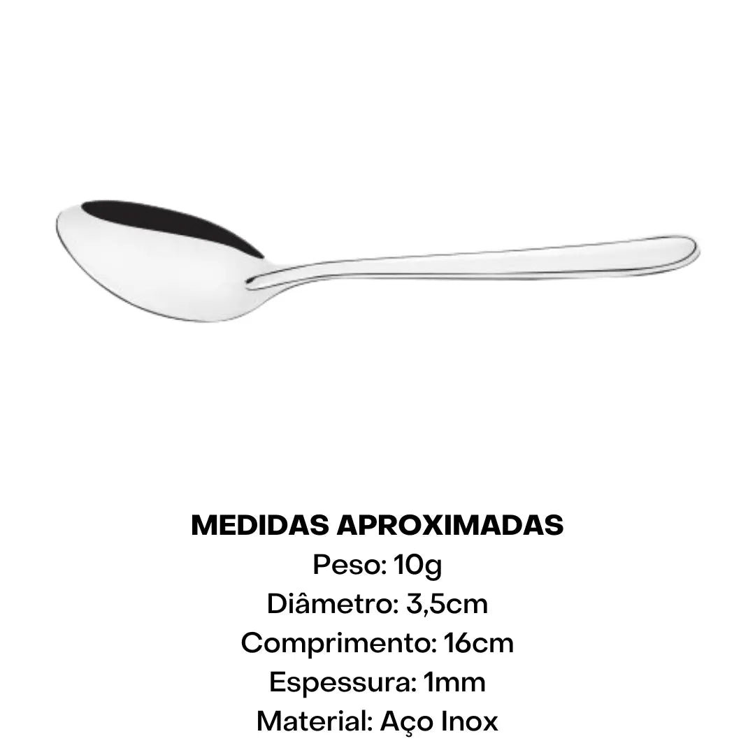 Colher de Sobremesa Oriente em Aço Inox com 15,5 cm. Oriente