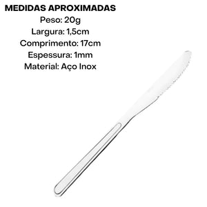 Faca de Sobremesa Oriente em Aço Inox com 17 cm. Oriente
