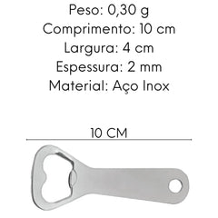 Abridor Garrafa Aço inox 10cm Original