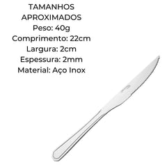 Facas de churrasco Continental c/ ponta e serra Continental