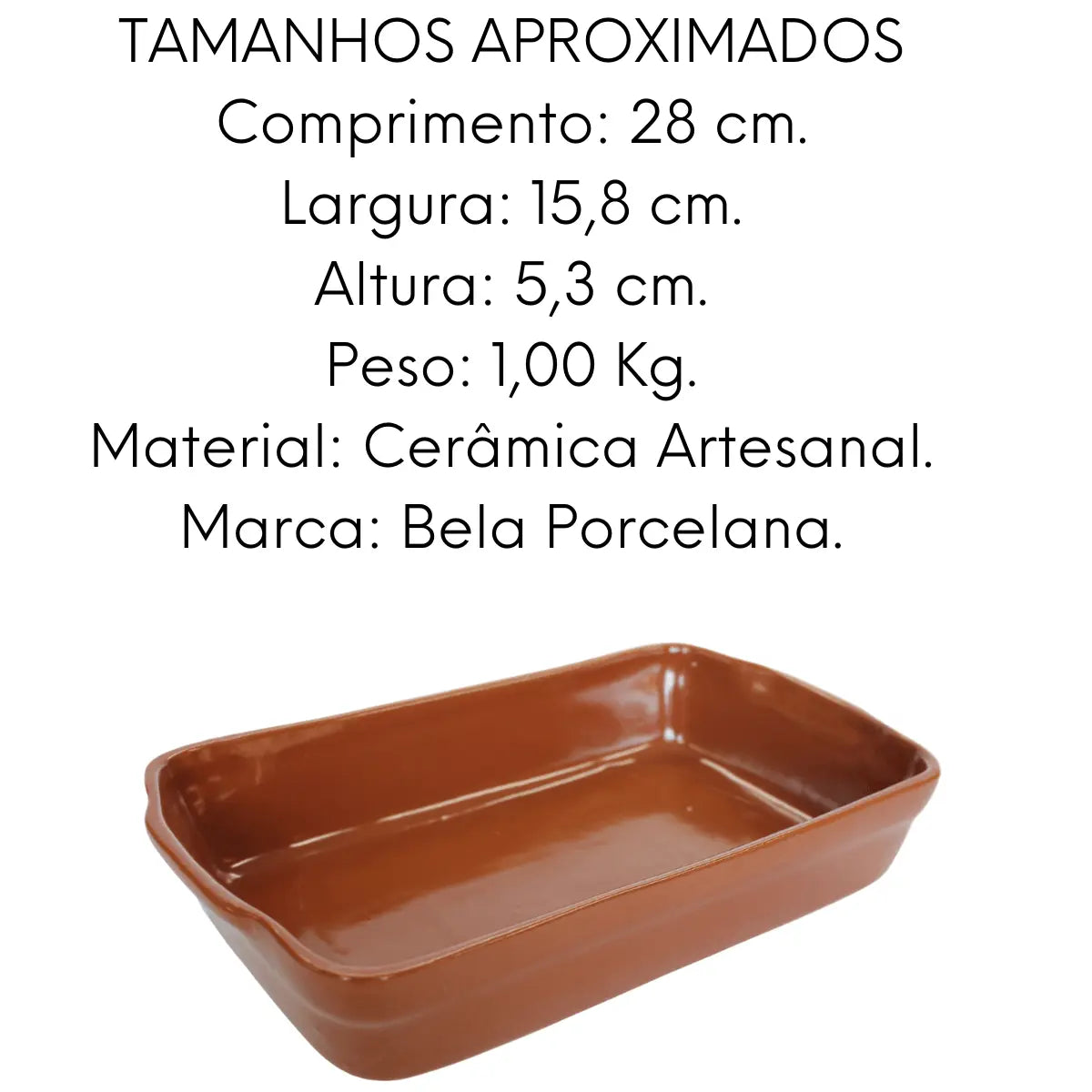 Travessa Retangular de Cerâmica Artesanal Bela Porcelana