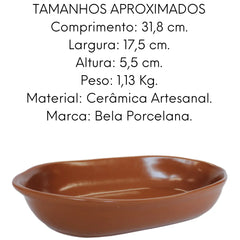 Travessa Cerâmica Oval De 31,8 cm Bela Porcelana