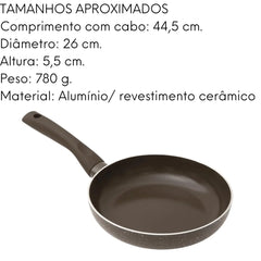 Frigideira marrom 26 cm revestimento cerâmico Hercules