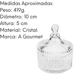 Porta doce cristal pequeno com tampa Lyor