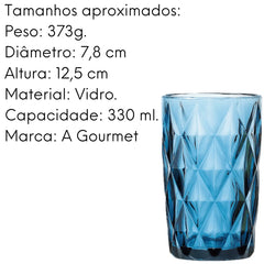 Copo Alto Diamond Azul 330 ml. Lyor