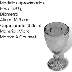 Taça Diamond 325 ML Metalizada Cinza Lyor