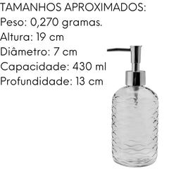 Porta Sabonete Liquido Sortido Em Vidro 430ml Lyor