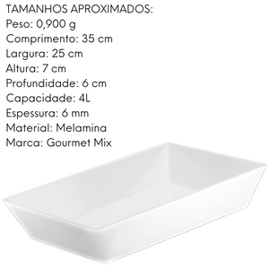 Travessa Retangular Melamina 4L Gourmet Mix