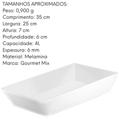 Travessa Retangular Melamina 4L Gourmet Mix