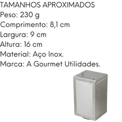 Porta Guardanapo TV em Aço Inox com 16 cm. Alissan