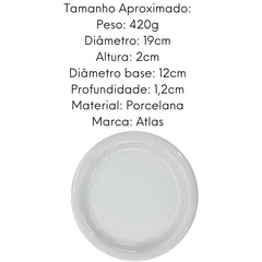 Prato para Sobremesa Pequi Branco 19cm. ATLAS