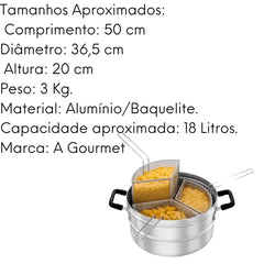 Cozer Caçarola para Massas de Alumínio com 50 cm e 18 Litros. ABC