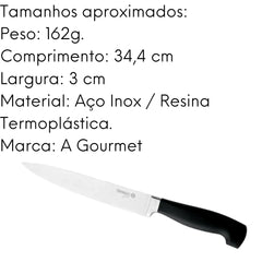 Faca Cozinha 34,4 cm Elegance Inox 8” Hercules