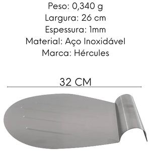 Placa Bolo Pizza Espatula Aço Inox Arredondada Hercules
