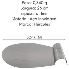 Placa Bolo Pizza Espatula Aço Inox Arredondada Hercules