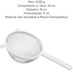 Peneira Inox Cabo Plastico Coador Hercules Hercules