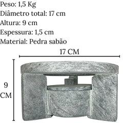 Fogareiro P Pedra Sabão 17cm Val Pedra Sabão