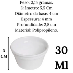 Ramekim Cheff 30 ML PP Branco VemPlast