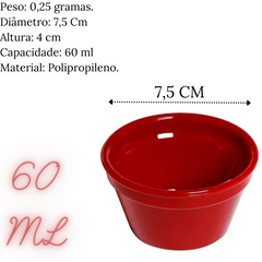 Ramequim Cheff 60ml Polipropileno Vermelho VemPlast