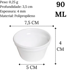 Ramekim Cheff 90ml Polipropileno Branco VemPlast