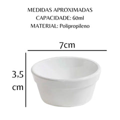 Ramequim Cheff 60 Ml Branco Polipropileno VemPlast