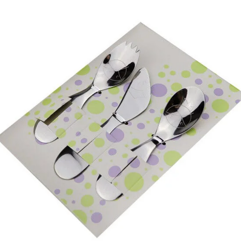 Conjunto 3 Talheres Infantil Inox Hercules Nostalgic Caixa Hercules