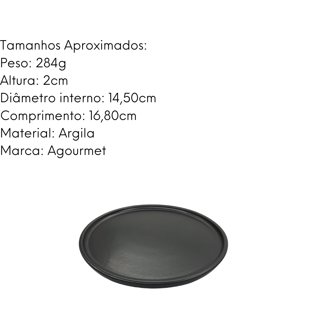 Prato de Sobremesa Reto Fosco Argila 16cm G.A CERÂMICA ARTISTICA
