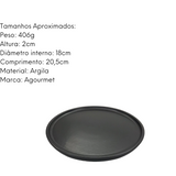 Prato Raso Preto Fosco Esmalte Argila 20cm G.A CERÂMICA ARTISTICA