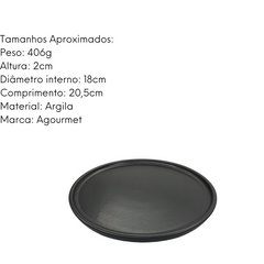 Prato Raso Preto Fosco Esmalte Argila 20cm G.A CERÂMICA ARTISTICA