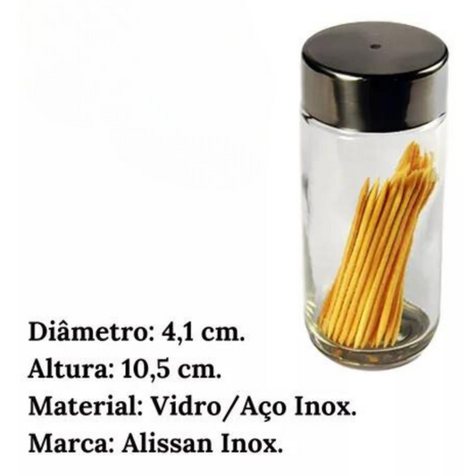 Paliteiro de Vidro Com Tampa de Aço Inox