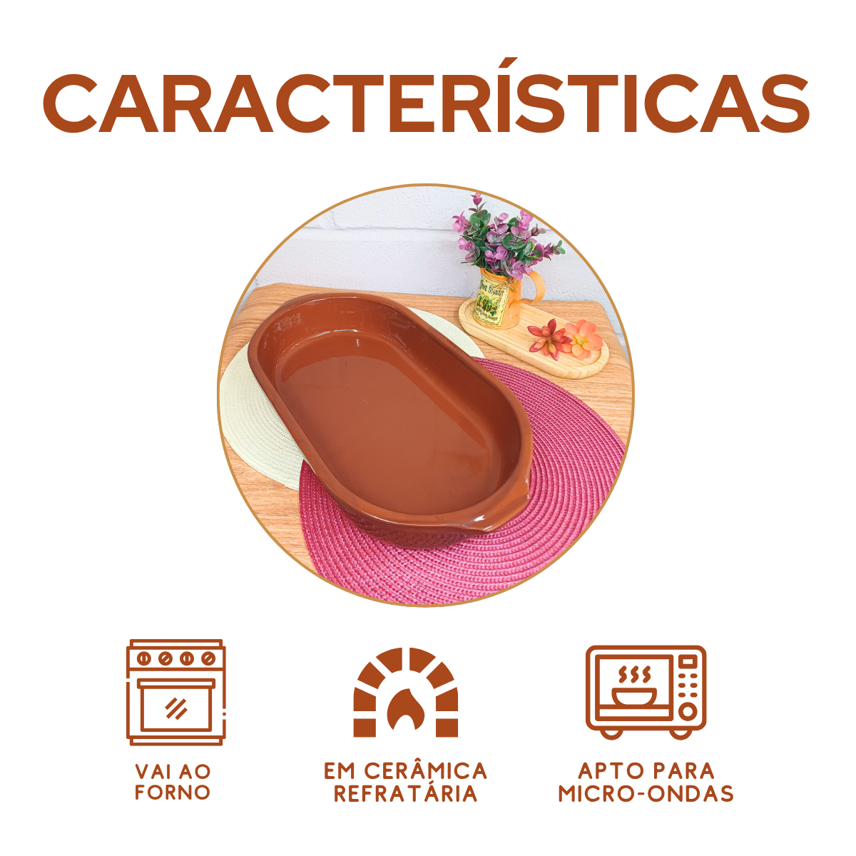 Assadeira Oval Cerâmica 3,8L
