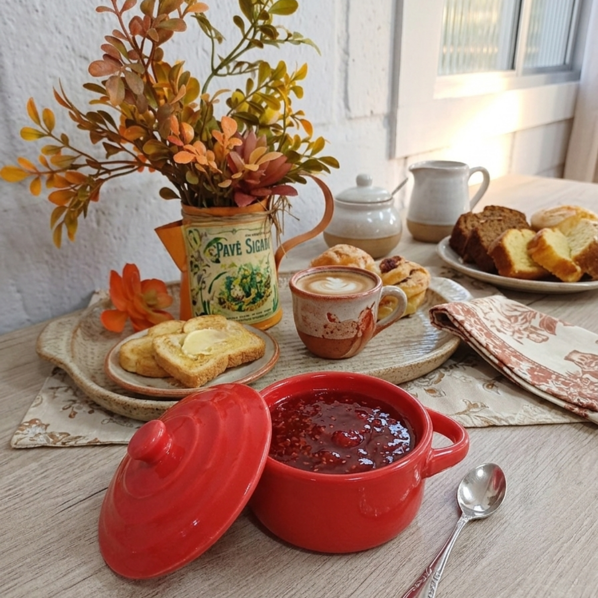 Caçarola Servir Molho Porcelana Vermelha Farm