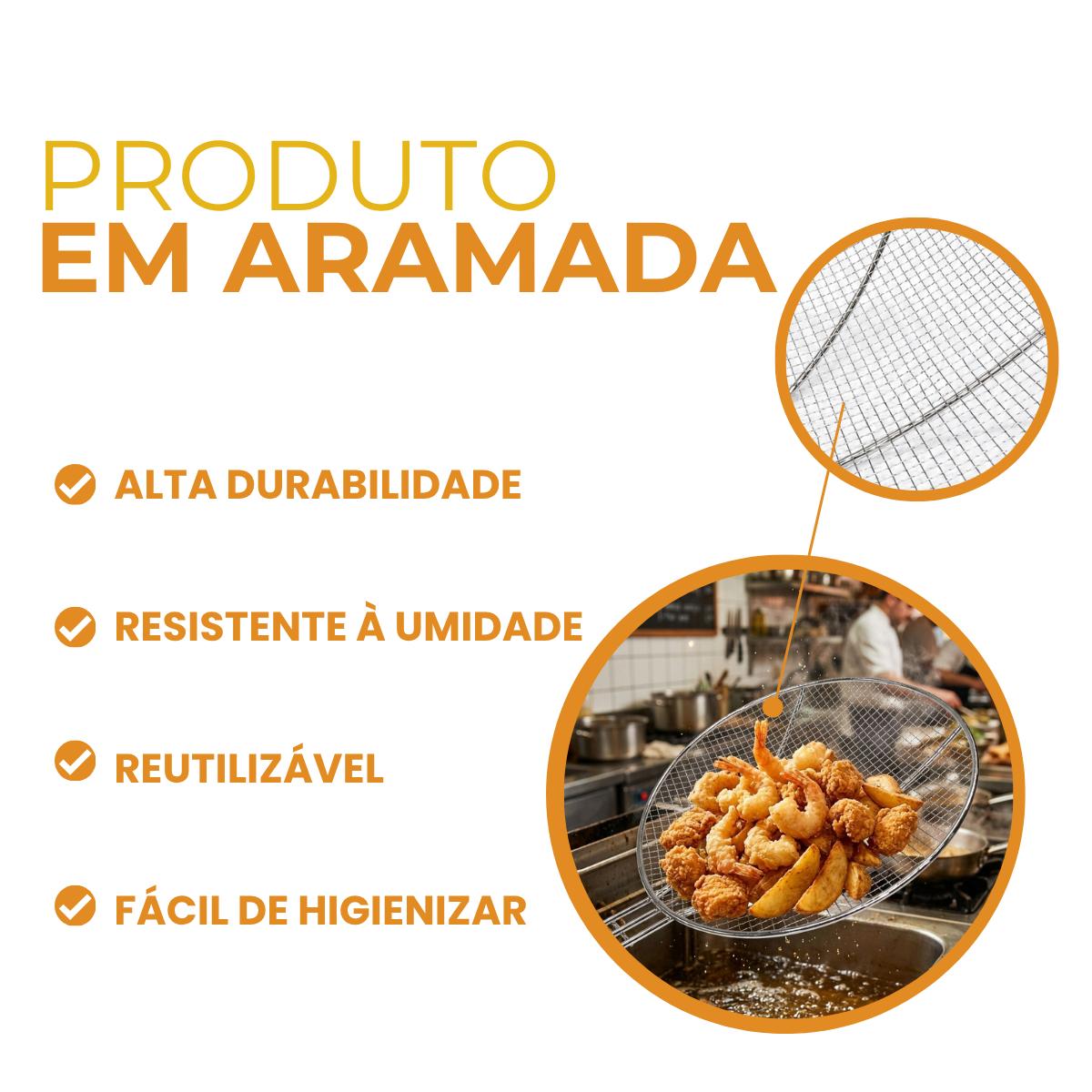 Escumadeira Fritura Aramado 78cm