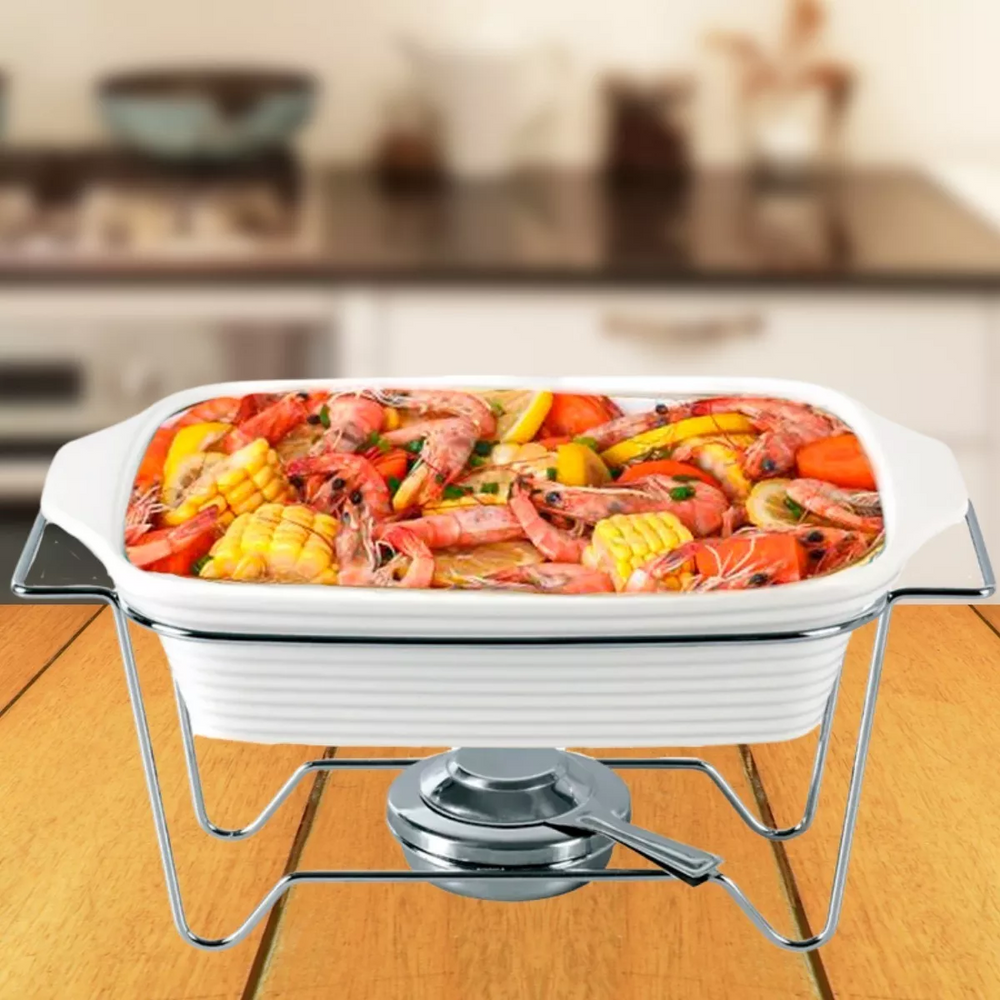 Rechaud Retangular de Porcelana Com Suporte 2,8L Dynasty