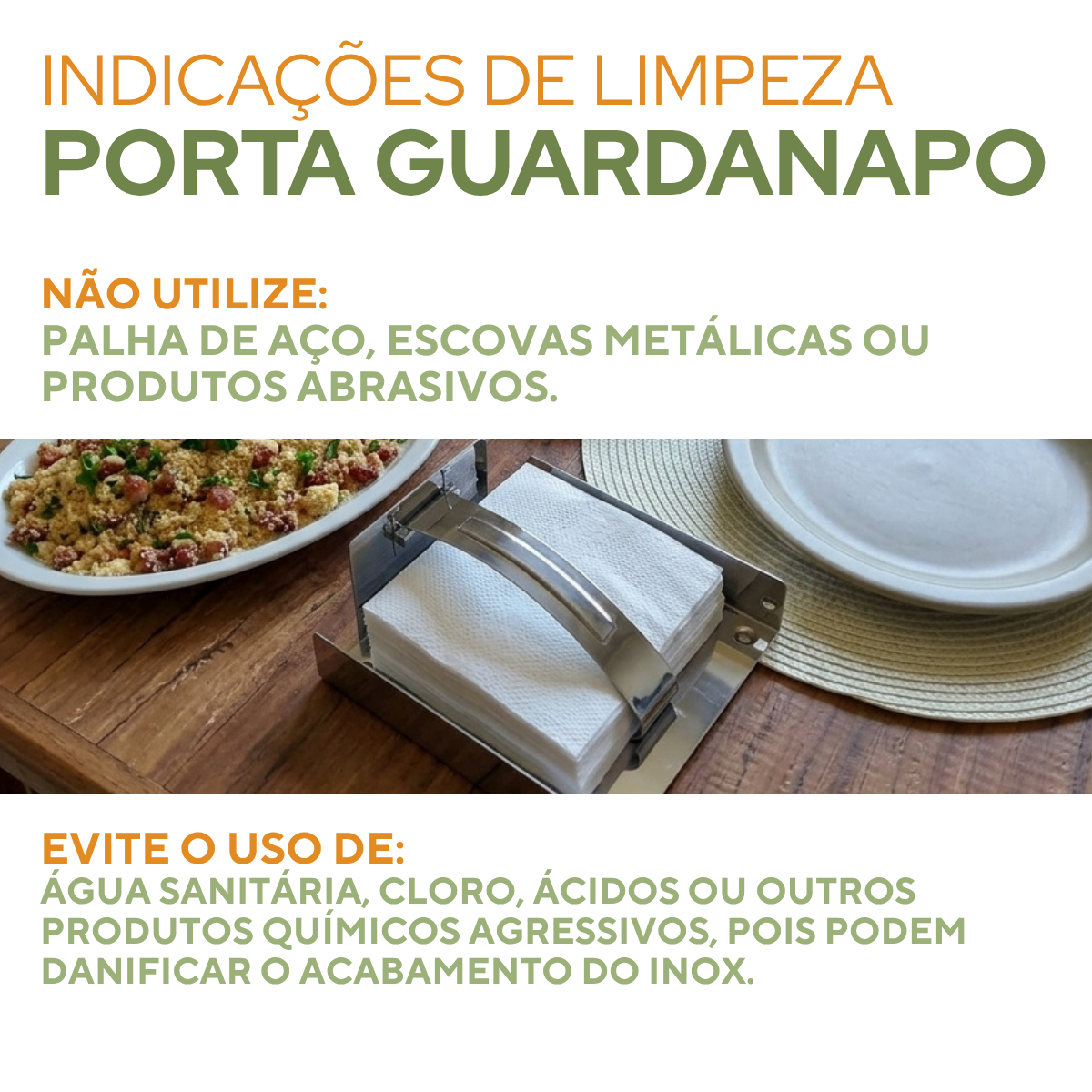 Porta Guardanapo Aço Inox
