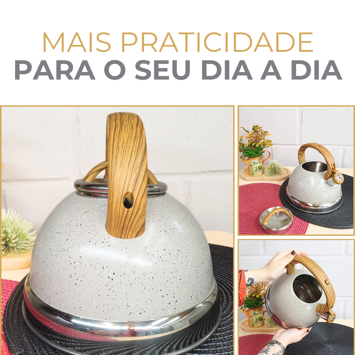 Chaleira Com Apito Cinza 3 Litros