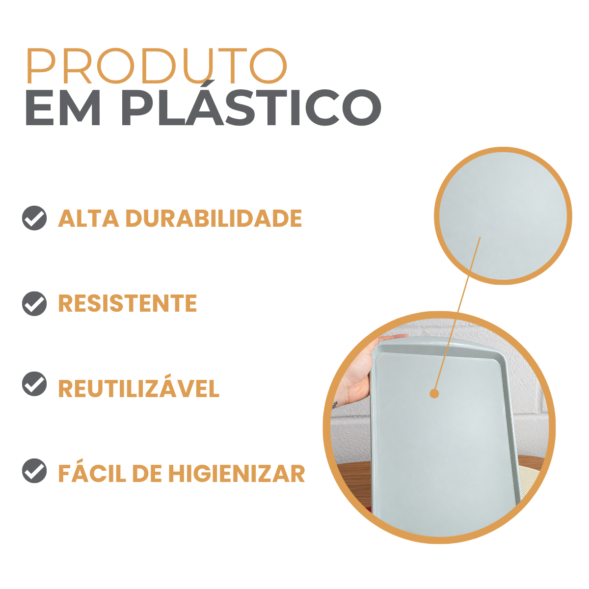 Bandeja Pequena Cinza 35cm Servir Plástico