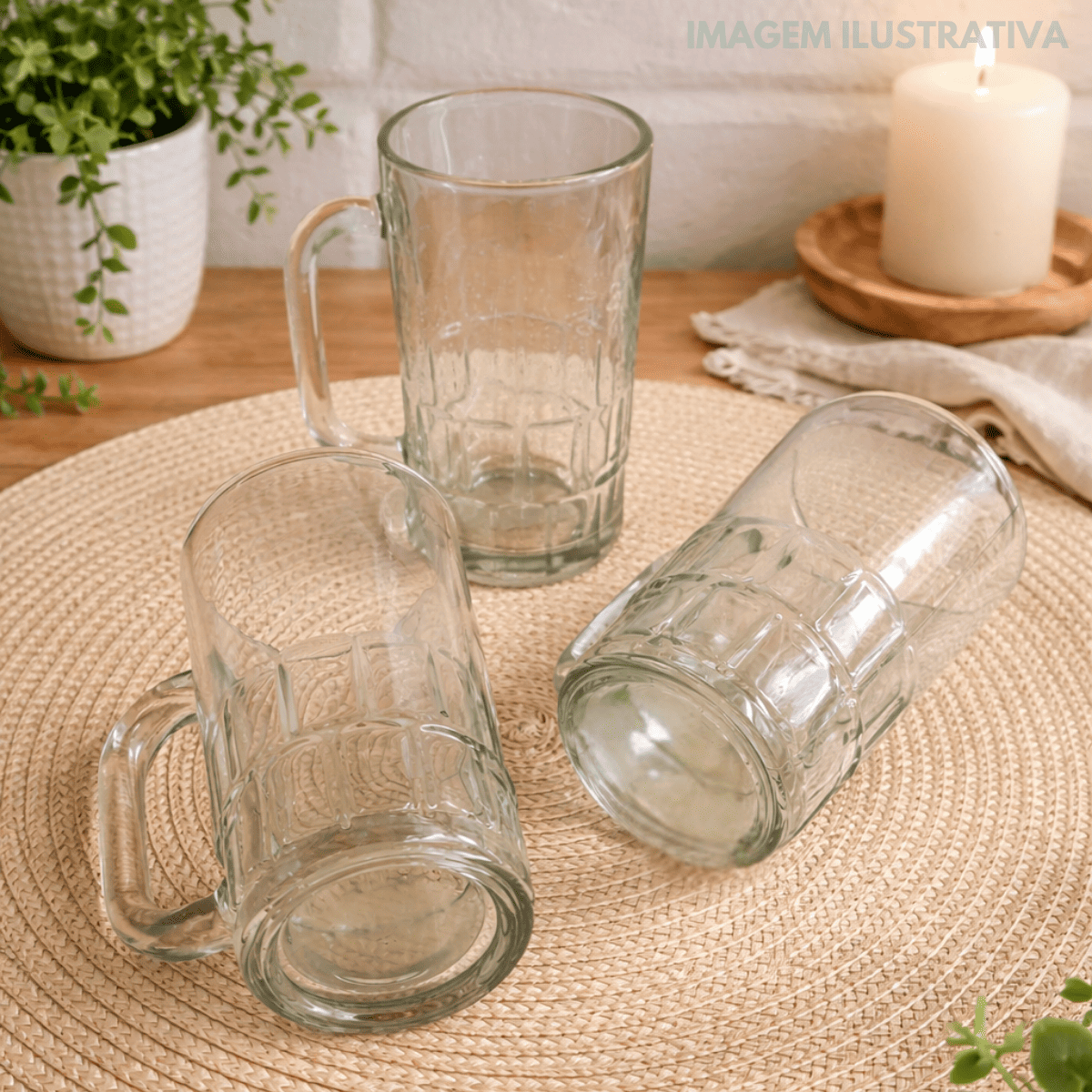 Caneca Vidro Jade 350ml