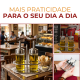 Kit 2 Galheteiro Vidro 100ml Com Suporte Inox Mesa