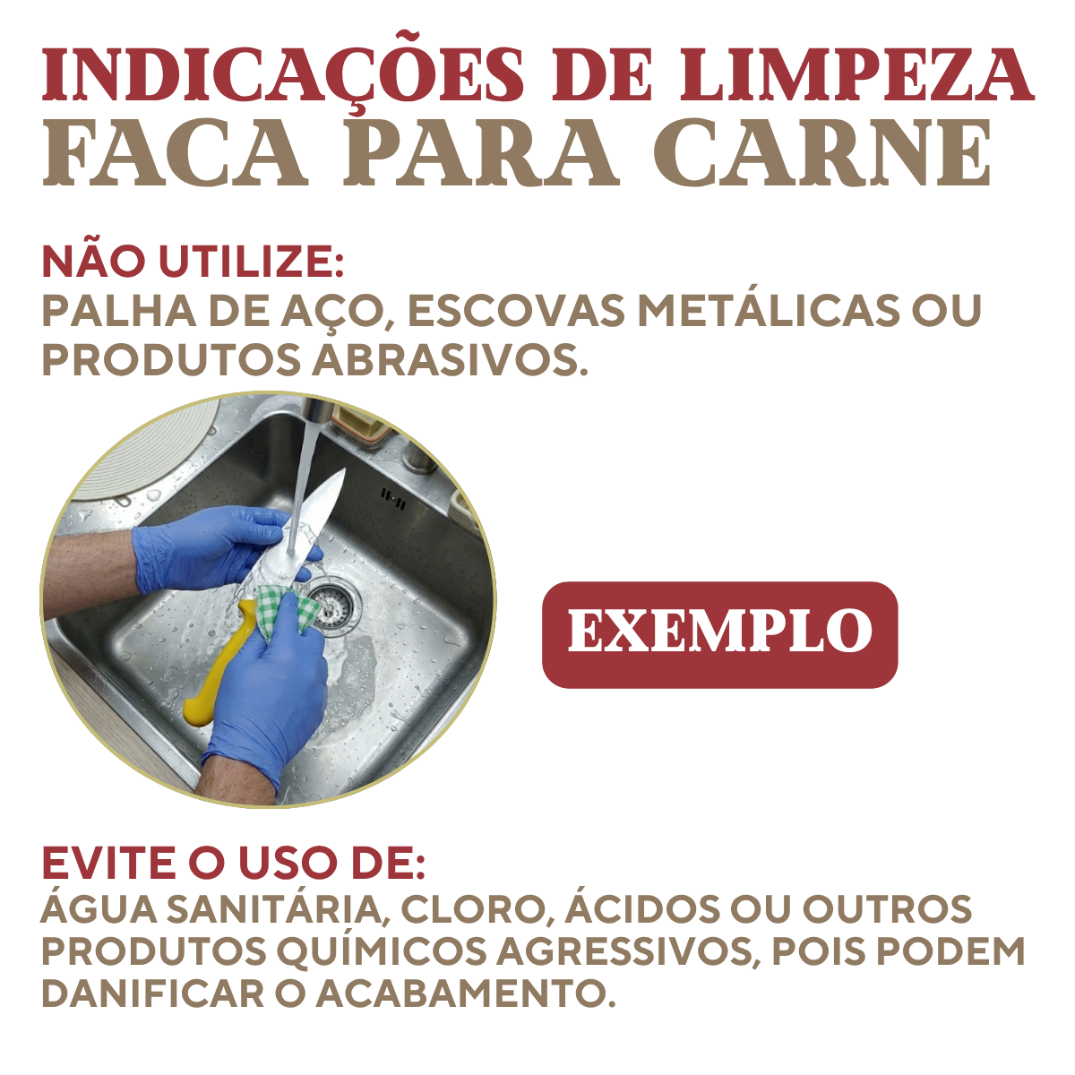 Faca Carne 12° Cabo Vermelho