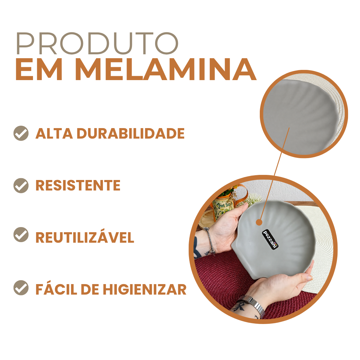 Travessa Concha Servir Melamina 18cm