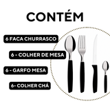 Conjunto talher 24peças piemonte preto A Gourmet