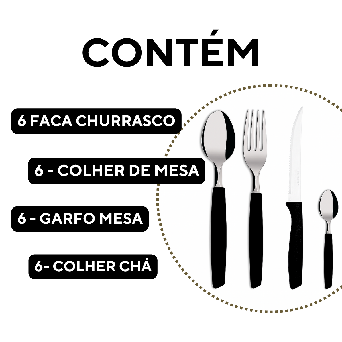 Conjunto talher 24peças piemonte preto A Gourmet