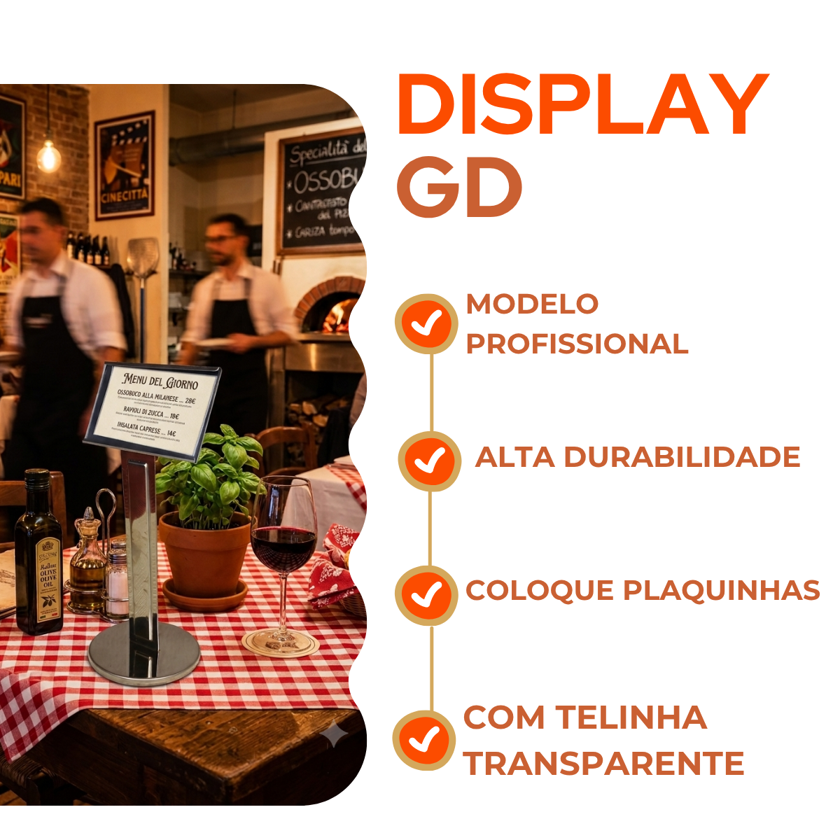 Display Mesa Identificação Grande Aço Inox