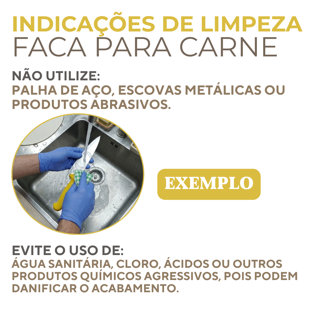 Faca Carne 12° Cabo Amarelo