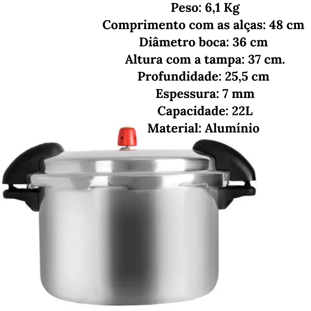 Panela de Pressão Profissional 22L Aluminio Eirilar