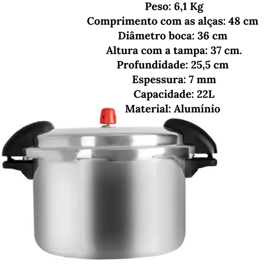 Panela de Pressão Profissional 22L Aluminio