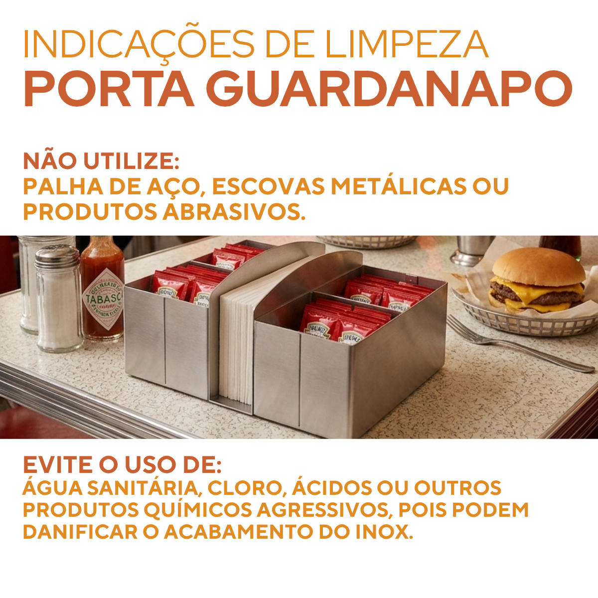 Porta Sache Guardanapo Aço Inox
